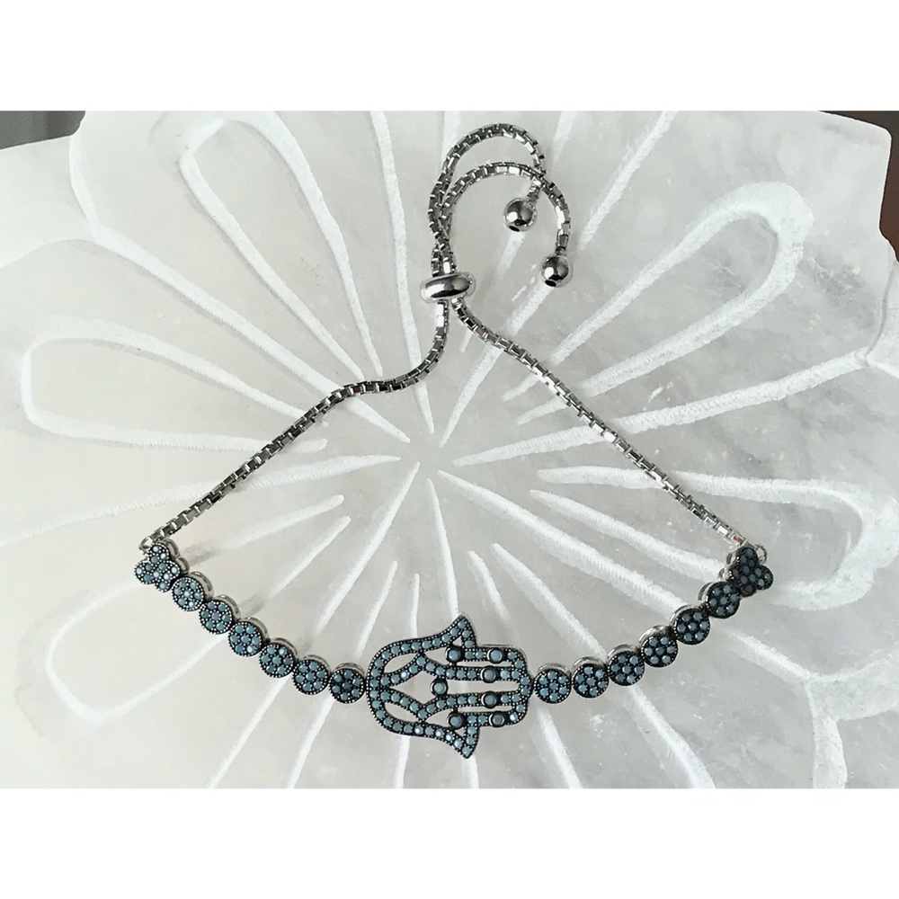 Sterling Silver and Turquoise Hamsa Bracelet